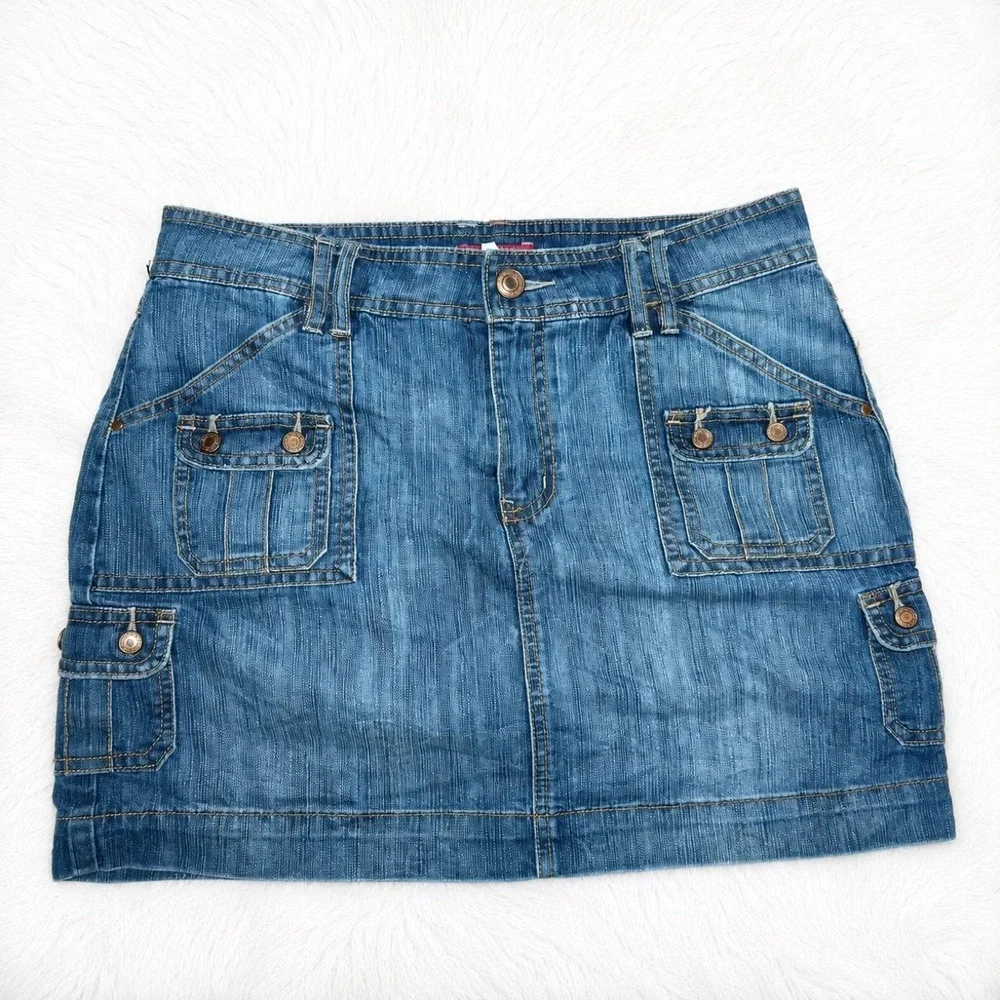 Y2K Cargo Denim Mini Skirt